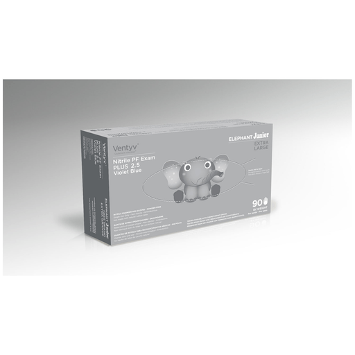 VENTYV PLUS 2.5 NITRILE POWDER-FREE EXAM GLOVES (ELEPHANT JUNIOR) - Glove, Exam, Nitrile, Powder-Free (PF), Textured, Chemotherapy Tested, Violet Blue, Medium, 100/bx, 20 bx/cs | Quantity - 1x CS