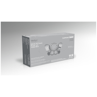 VENTYV PLUS 2.5 NITRILE POWDER-FREE EXAM GLOVES (ELEPHANT JUNIOR) - Glove, Exam, Nitrile, Powder-Free (PF), Textured, Chemotherapy Tested, Violet Blue, Medium, 100/bx, 20 bx/cs | Quantity - 1x CS