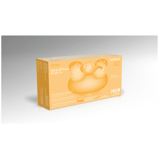 VENTYV NITRILE POWDER FREE EXAM GLOVE PLUS 3.5 (ELEPHANT)Glove, Exam, Nitrile, Powder-Free (PF), Polymer Coated, Textured Finger Tip, Chemotherapy Tested, Violet Blue, X-Small, 200/bx, 10 bx/cs (60 cs/plt) | Quantity - 1x CS