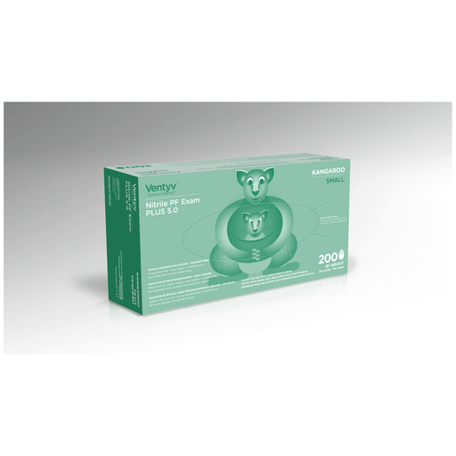 VENTYV NITRILE POWDER FREE EXAM GLOVE PLUS 5.0 (KANGAROO)Glove, Exam, Nitrile, Powder-Free (PF), Textured Finger Tip, Chemotherapy Tested, Blue, Small, 200/bx, 10 bx/cs (60 cs/plt) | Quantity - 1x CS