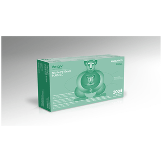 VENTYV NITRILE POWDER FREE EXAM GLOVE PLUS 5.0 (KANGAROO) - Glove, Exam, Nitrile, Powder-Free (PF), Textured Finger Tip, Chemotherapy Tested, Blue, Small, 200/bx, 10 bx/cs (60 cs/plt) (Continental US Only) | Quantity - 1x CS