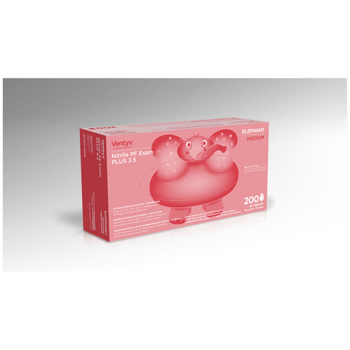 VENTYV NITRILE POWDER FREE EXAM GLOVE PLUS 3.5 (ELEPHANT) - Glove, Exam, Nitrile, Powder-Free (PF), Polymer Coated, Textured Finger Tip, Chemotherapy Tested, Violet Blue, Medium, 200/bx, 10 bx/cs (60 cs/plt) (Continental US Only) | Quantity - 1x CS