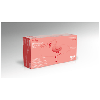 VENTYV NITRILE POWDER FREE EXAM GLOVE ULTRA 3.5 (FLAMINGO) - Glove, Exam, Nitrile, Powder-Free (PF), Polymer Coated, Aloe & Vitamin E, Textured, Beaded Cuff, Coral, Medium, 200/bx, 10 bx/cs (Continental US Only) | Quantity - 1x CS