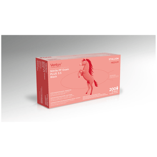 VENTYV NITRILE POWDER FREE EXAM GLOVE PLUS 3.5 (STALLION)Glove, Exam, Nitrile, Powder-Free (PF), Polymer Coated, Textured Finger Tip, Chemotherapy Tested, Black, Medium, 200/bx, 10 bx/cs | Quantity - 1x CS