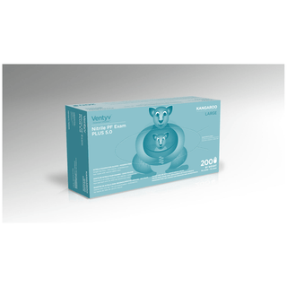 VENTYV NITRILE POWDER FREE EXAM GLOVE PLUS 5.0 (KANGAROO) - Glove, Exam, Nitrile, Powder-Free (PF), Textured Finger Tip, Chemotherapy Tested, Blue, X-Small, 200/bx, 10 bx/cs (60 cs/plt) (Continental US Only) | Quantity - 1x CS