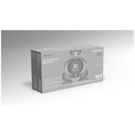 VENTYV NITRILE POWDER FREE EXAM GLOVE PLUS 5.0 (KANGAROO)Glove, Exam, Nitrile, Powder-Free (PF), Textured Finger Tip, Chemotherapy Tested, Blue, X-Large, 180/bx, 10 bx/cs (60 cs/plt) | Quantity - 1x CS