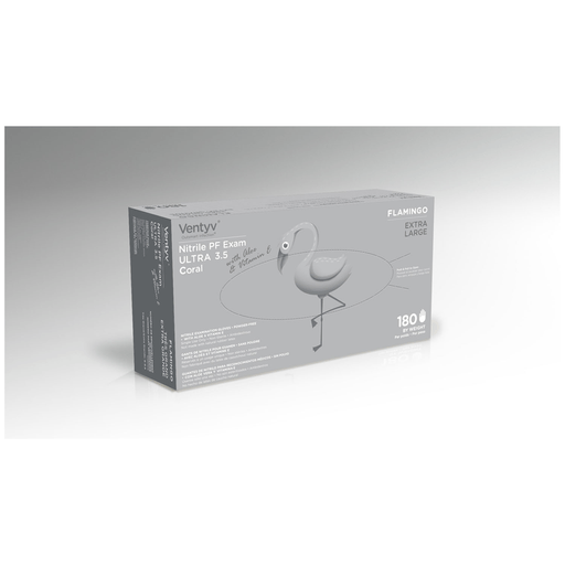 VENTYV NITRILE POWDER FREE EXAM GLOVE ULTRA 3.5 (FLAMINGO) - Glove, Exam, Nitrile, Powder-Free (PF), Polymer Coated, Aloe & Vitamin E, Textured, Beaded Cuff, Coral, X-Large, 200/bx, 10 bx/cs (Continental US Only) | Quantity - 1x CS