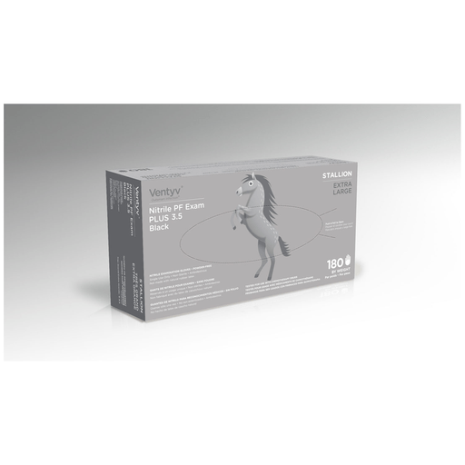 VENTYV NITRILE POWDER FREE EXAM GLOVE PLUS 3.5 (STALLION)Glove, Exam, Nitrile, Powder-Free (PF), Polymer Coated, Textured Finger Tip, Chemotherapy Tested, Black, X-Large, 200/bx, 10 bx/cs | Quantity - 1x CS