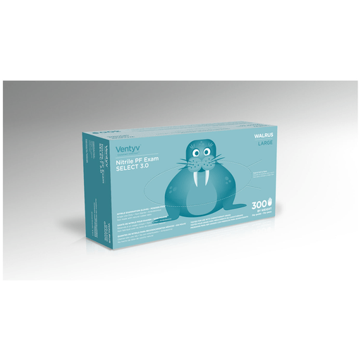VENTYV NITRILE POWDER FREE EXAM GLOVE SELECT 3.0 (WALRUS) - Glove, Exam, Nitrile, Powder-Free (PF), Polymer Coated, Textured Finger Tip, Chemotherapy Tested, Cobalt Blue, Large, 300/bx, 10 bx/cs (50 cs/plt) (Continental US Only) | Quantity - 1x CS