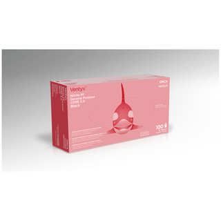 VENTYV CORE 5.0 NITRILE GENERAL PURPOSE GLOVES (ORCA)Glove, General Purpose, Nitrile, Poly Coated, Textured, Powder-Free (PF), Medium, Black, 100/bx, 10 bx/cs (Not for use in Healthcare) | Quantity - 1x CS