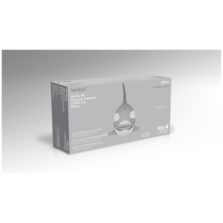 VENTYV CORE 5.0 NITRILE GENERAL PURPOSE GLOVES (ORCA)Glove, General Purpose, Nitrile, Poly Coated, Textured, Powder-Free (PF), X-Large, Black, 100/bx, 10 bx/cs (Not for use in Healthcare) | Quantity - 1x CS