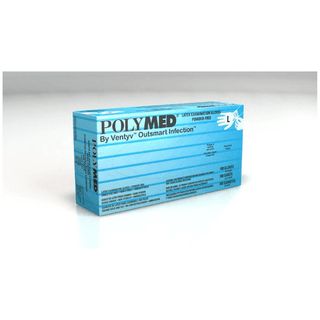 VENTYV POLYMED LATEX EXAM POWDER-FREE GLOVESGlove, Exam, Latex, Large (8-8.5), Powder Free (PF), Fully Textured, Natural White, Blue Dispenser Box, 100/bx, 10 bx/cs (84 cs/plt) | Quantity - 1x CS