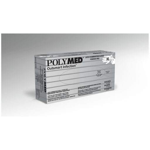 VENTYV POLYMED LATEX EXAM POWDER-FREE GLOVESGlove, Exam, Latex, X-Large (9-9.5), Powder Free (PF), Fully Textured, Natural White, Gray Dispenser Box, 90/bx, 10 bx/cs (70 cs/plt) | Quantity - 1x CS