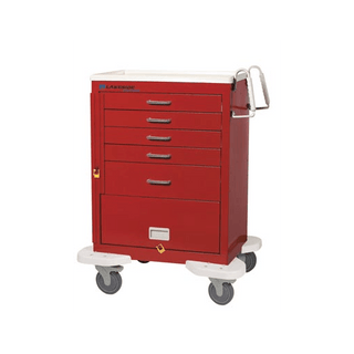 LAKESIDE CLASSIC CARTS - Cart, 5 Drawer, 9" Panel, Drawer Configuration: (4) 3", (1) 6", Breakaway Lock, 42"H x 25"D x 32"W, Solid Red (DROP SHIP ONLY) | Quantity - 1x EA